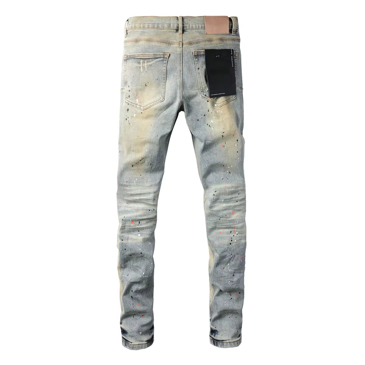 New Purples 2024 Men Jeans with Top Street Distressed Paint Repair Low Raise Skinny Denim Brands Pants